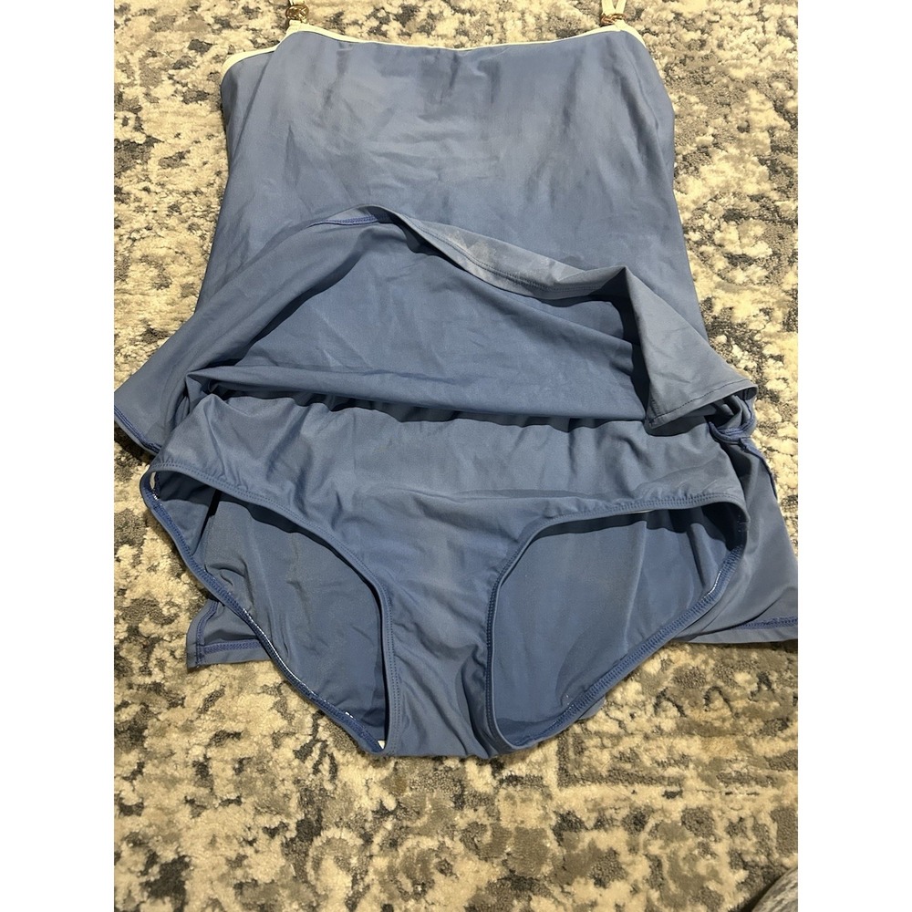 Michael Kors Women's Blue And White Swimsuit Dress Size 14 - Picture 3 of 6